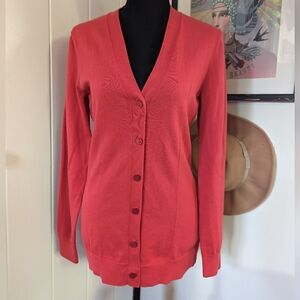 Brooks Brothers 💯% Supima Cotton Cardigan SM Tomato Girl Preppy Chic Heritage